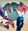 USA Sequin V-Neck Tee