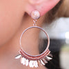 Ashley Rose Gold Hoop And Feather Drop Earrings