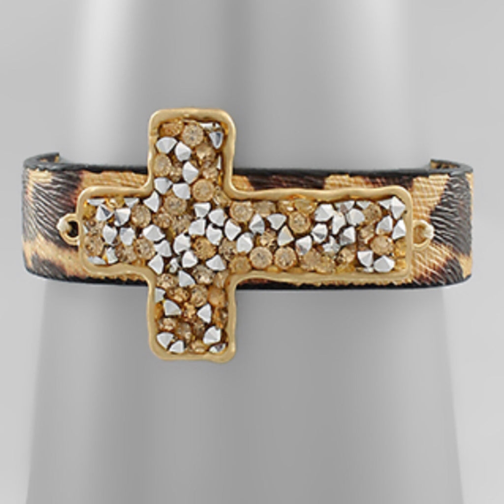 Crushed Stone Cross Bracelet