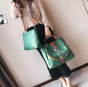 The Hannah Crossbody 2 in 1 Demi  Distressed Purse Set