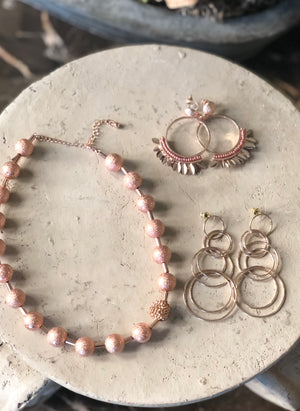 Rose Gold Entwined Circle Earrings