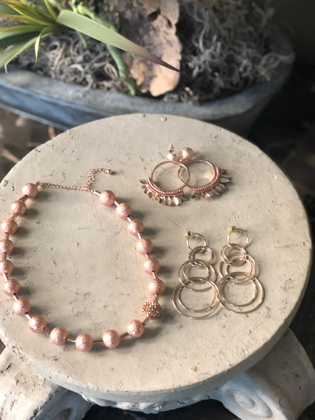 Ashley Rose Gold Hoop And Feather Drop Earrings