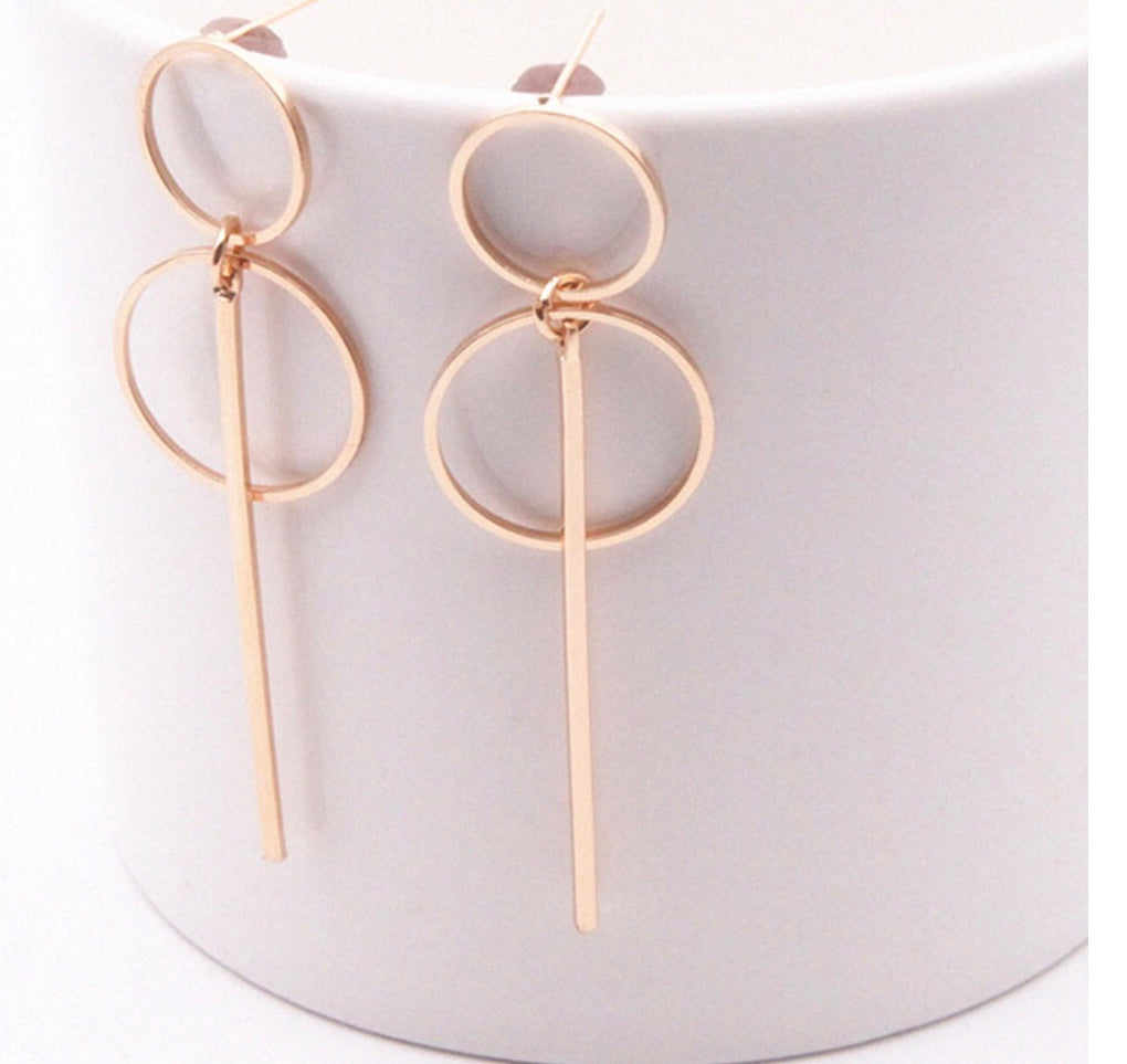 Gold Double Hoop and Bar Earrings