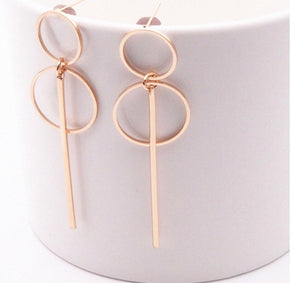 Gold Double Hoop and Bar Earrings