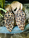 Leopard Print Feather Earrings