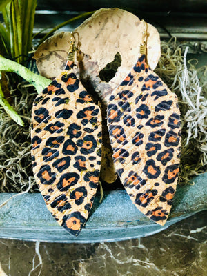 Leopard Print Feather Earrings