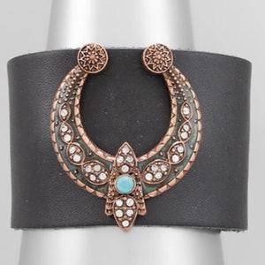 Cowboy Take Me Away Crescent Leather Cuff