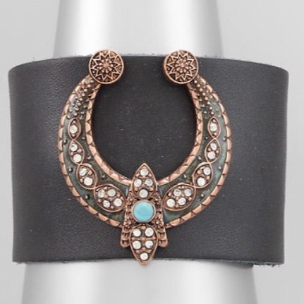 Cowboy Take Me Away Crescent Leather Cuff