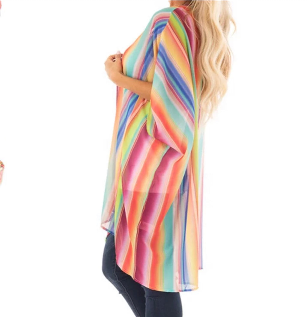 La Fiesta Multi Color Stripe Kimono