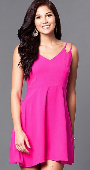 Life Of The Party Hot Fushia Double Strap Dress
