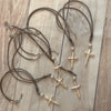 Leather And  Freshwater Pearl Cross Necklace