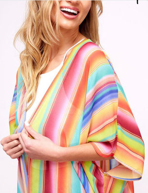 La Fiesta Multi Color Stripe Kimono