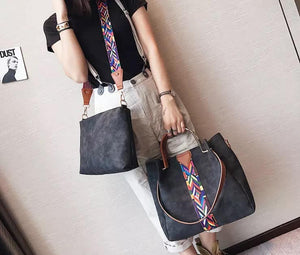 The Hannah Crossbody 2 in 1 Demi  Distressed Purse Set