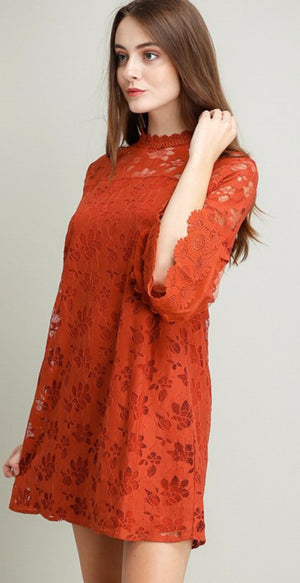 Camille Mock Neck Lace Dress