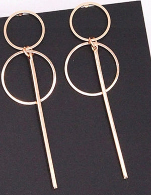 Gold Double Hoop and Bar Earrings