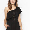 Jillian Black One Shoulder Ruffle Jumpsuit