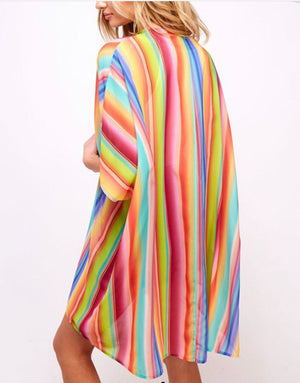 La Fiesta Multi Color Stripe Kimono