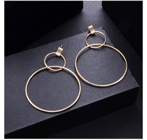 Geometric Double Hoop Dangle Earrings