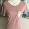 Dusty Rose Sequin Pocket T-Shirt