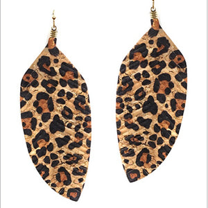 Leopard Print Feather Earrings