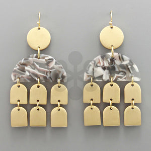 Gold & Gray Linear Acrylic Earrings