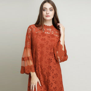 Camille Mock Neck Lace Dress