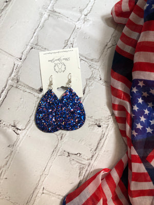 GLITTER  EXPLOSION  TEARDROP LEATHER EARRINGS
