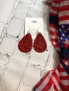 GLITTER  EXPLOSION  TEARDROP LEATHER EARRINGS